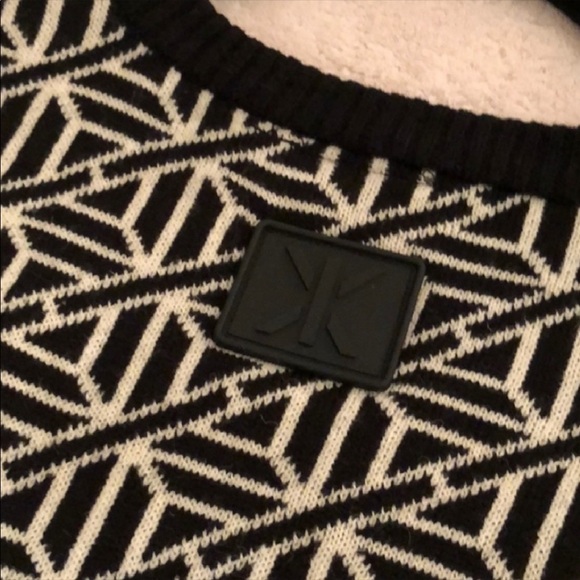 One Piece Swedish Chevron Print Monochrome Cardigan Sweater Small Wool - Picture 3 of 5